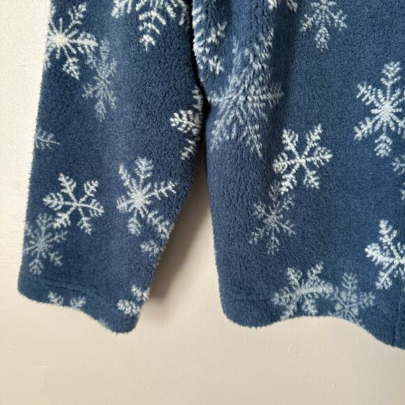 Talbots Vintage 90s Snowflake Fleece Cardigan Sweater Jacket Button Up Grandma - Picture 4 of 8
